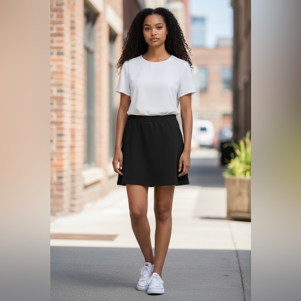 Max Studio, Stretch Black A-Line Skirt, Size L